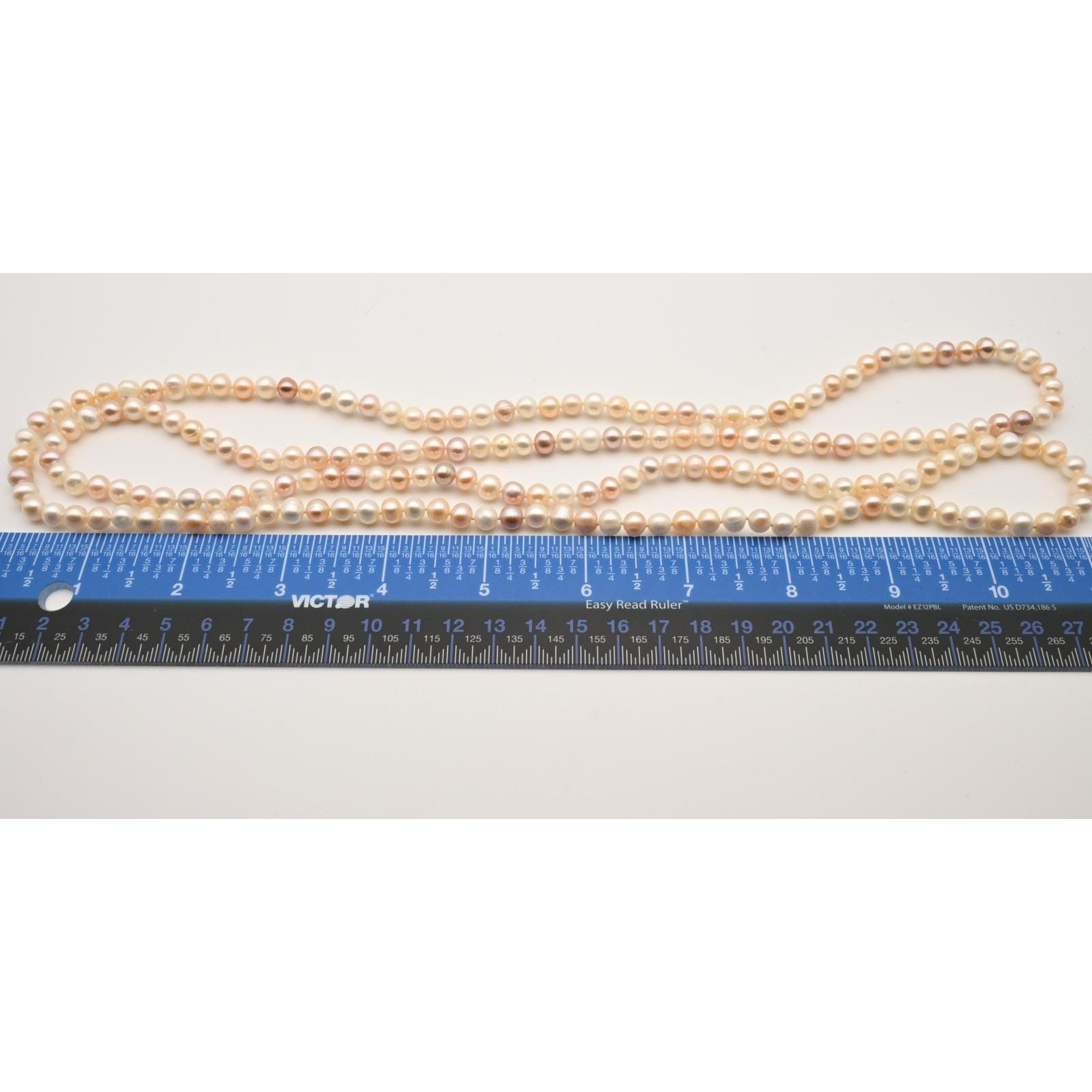 Long Multi Color Freshwater Cultured Pearl Rope Necklace Endless Strand 48 Inch