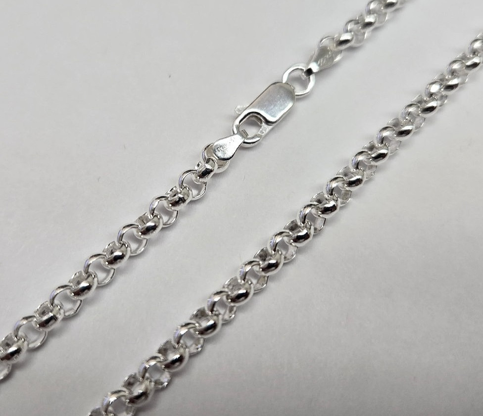 925 Sterling Silver Medium Thick Italian Rolo Chain Necklace 4mm 7″ to 30″