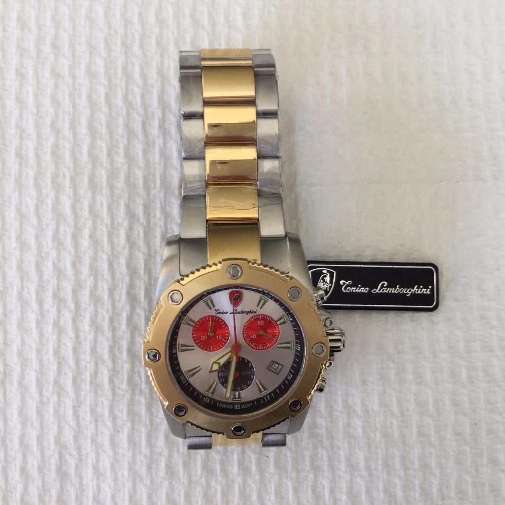 LAMBORGHINI GENTS SWISS MOVEMENT WATCH UL SERIES UL107BCT.313 TWO TONE S/STEEL