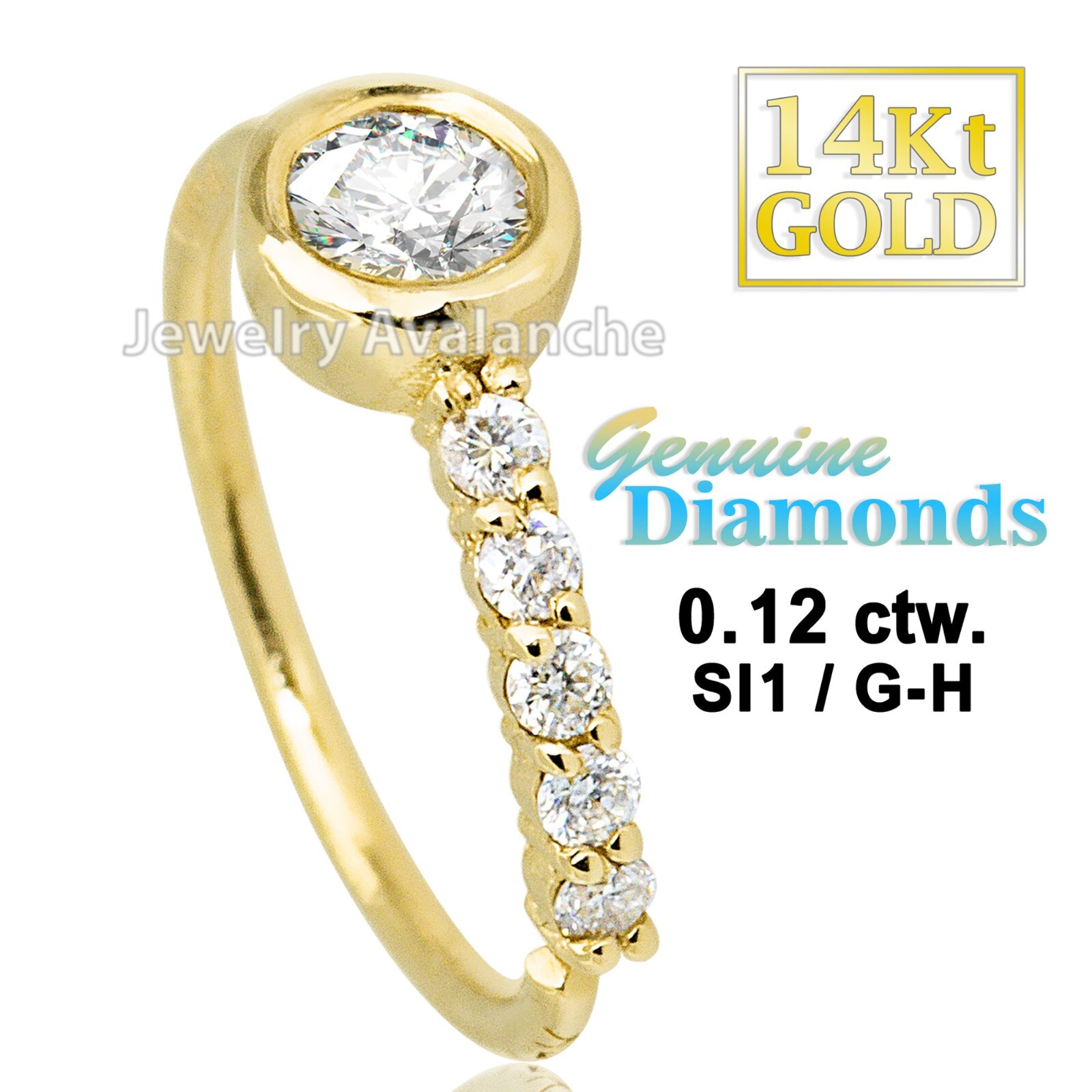 Bezel Set Diamond Nose Hoop, 8mm Solid 14kt Yellow Gold Nose Ring, 20G (0.8mm)