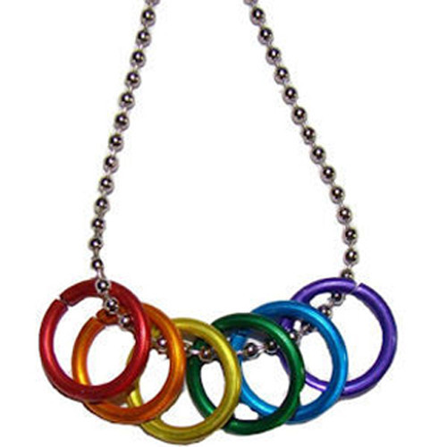 Pride Shack 0.75″ Rainbow Freedom Rings Necklace. Gay & Lesbian LGBT Pride Chain