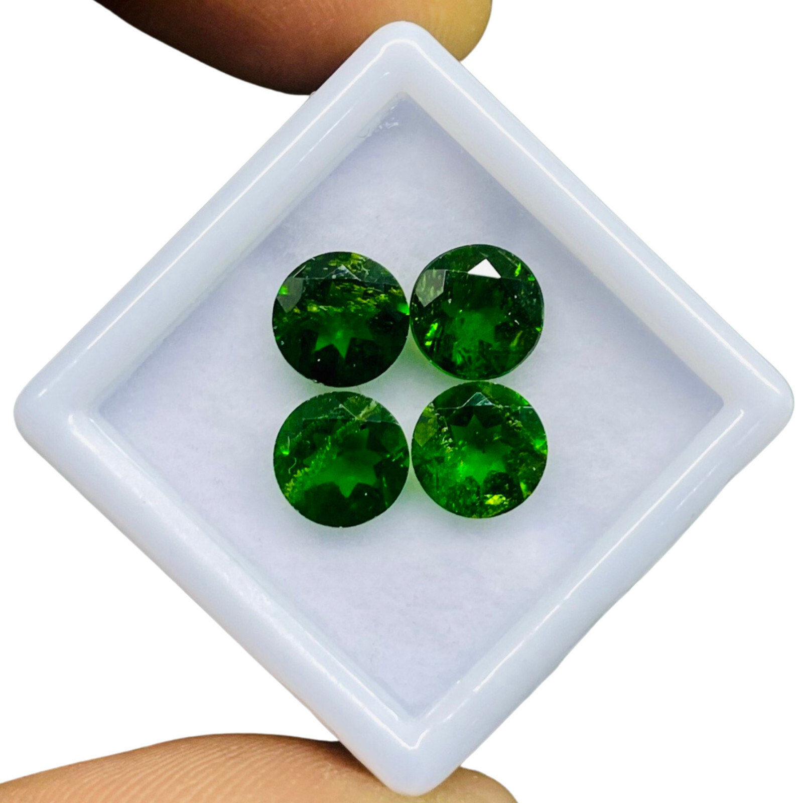 Natural Chrome Diopside 4 Pcs 7mm Round Cut Vivid Green Loose Gemstones Lot