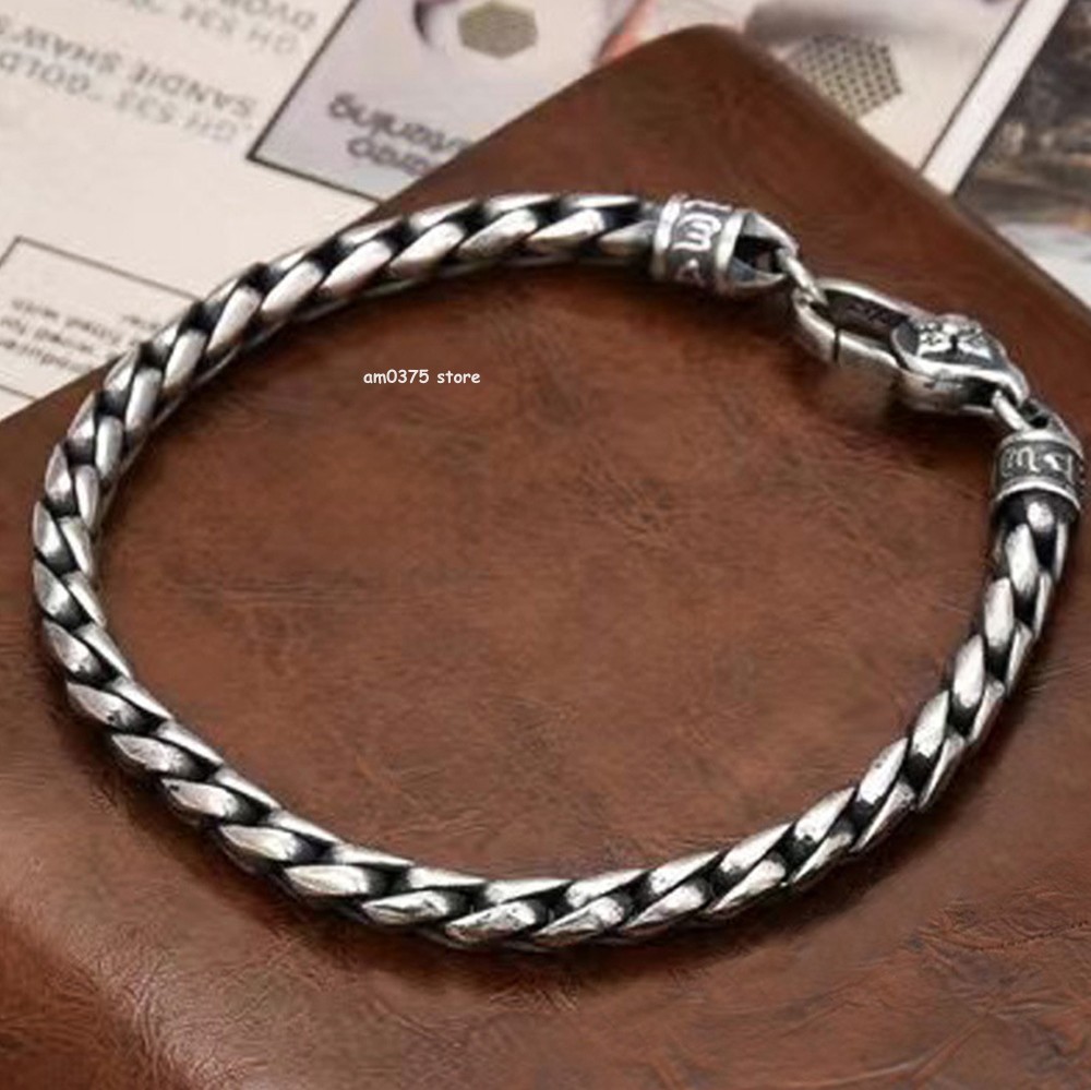 Real 925 Sterling Silver Women Men 5mm Round Snake Link Bracelet 7.9inchL