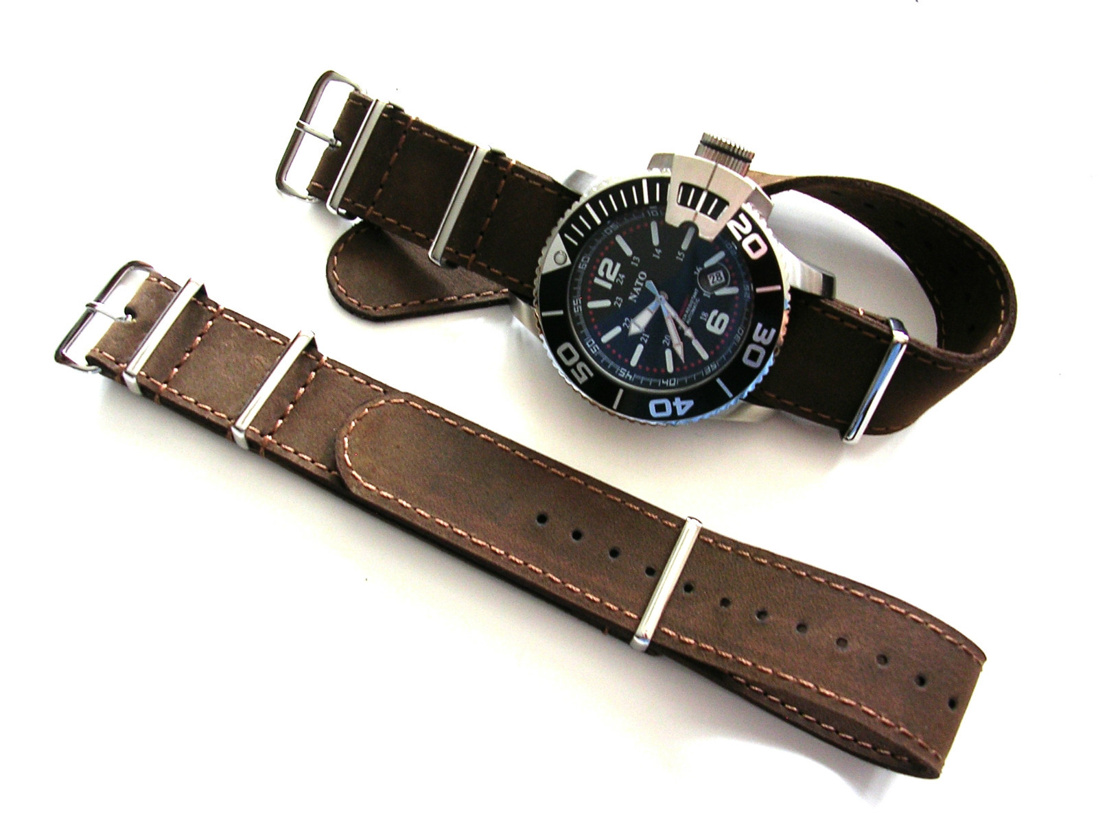 NATO G10 ® Bomber Leather Aviator Pilot watch band Military RAF strap IW SUISSE