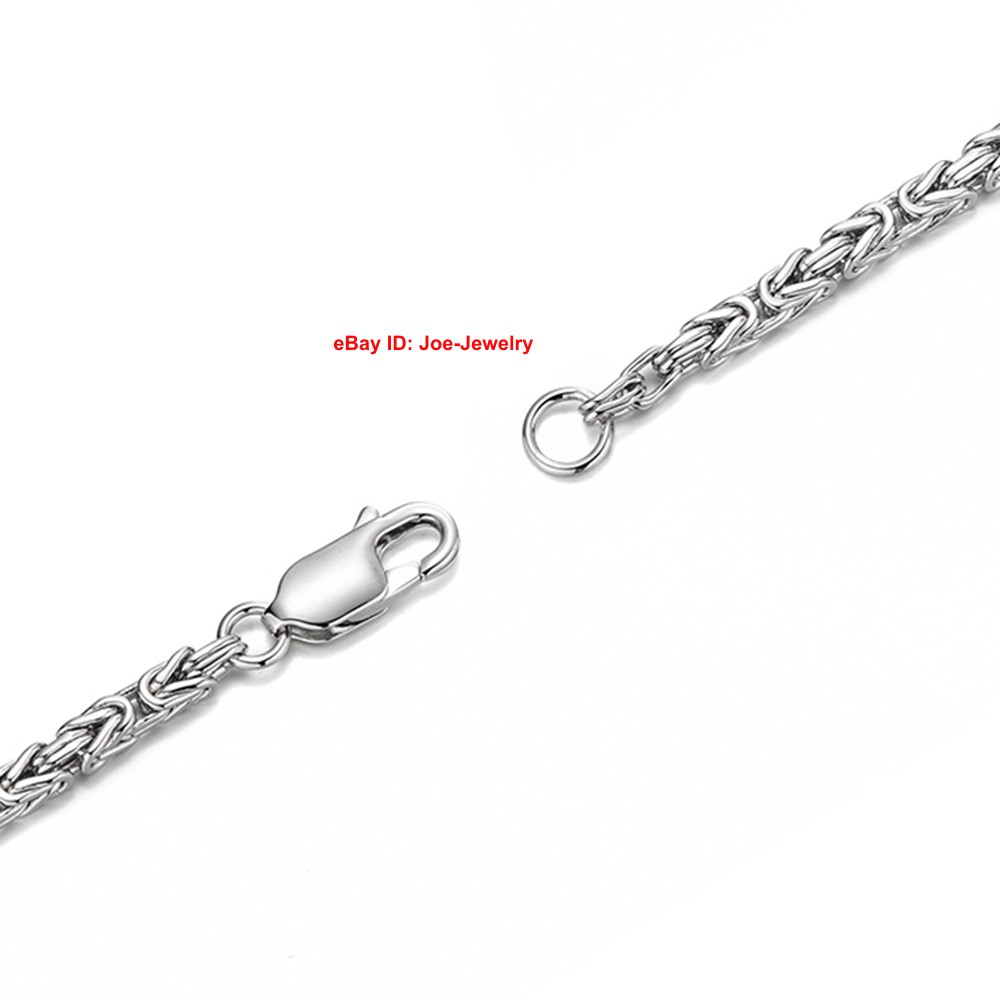 Pure 925 Sterling Silver Bracelet 2.5mm Byzantine Link Chain Bracelet 6.7-8.3″L