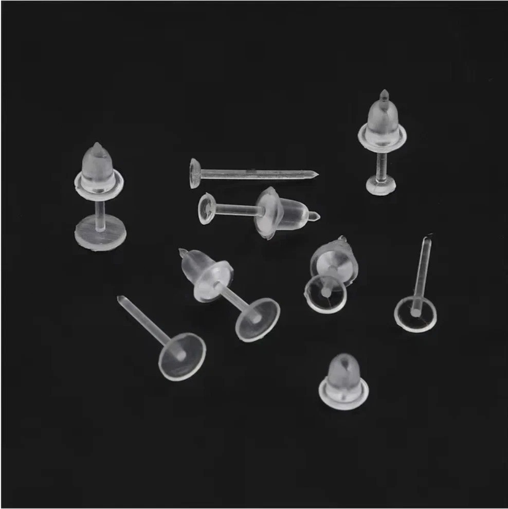 100× Clearplastic/Acrylic Transparent/Clear Earrings Work/School Invisible Stud