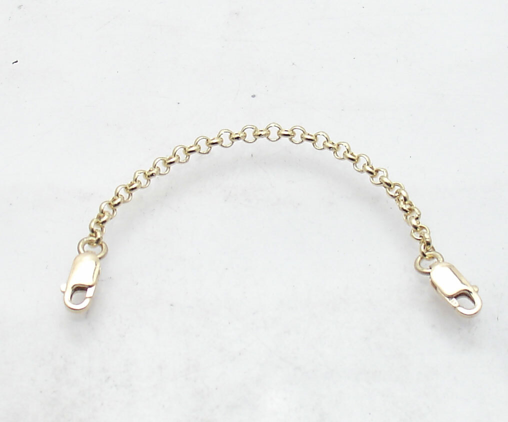 Lobster Lock Cable Rolo Chain Necklace Extender Real Solid 14K Yellow Gold
