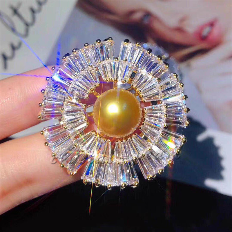 gorgeous south sea goden pearl brooch 925s