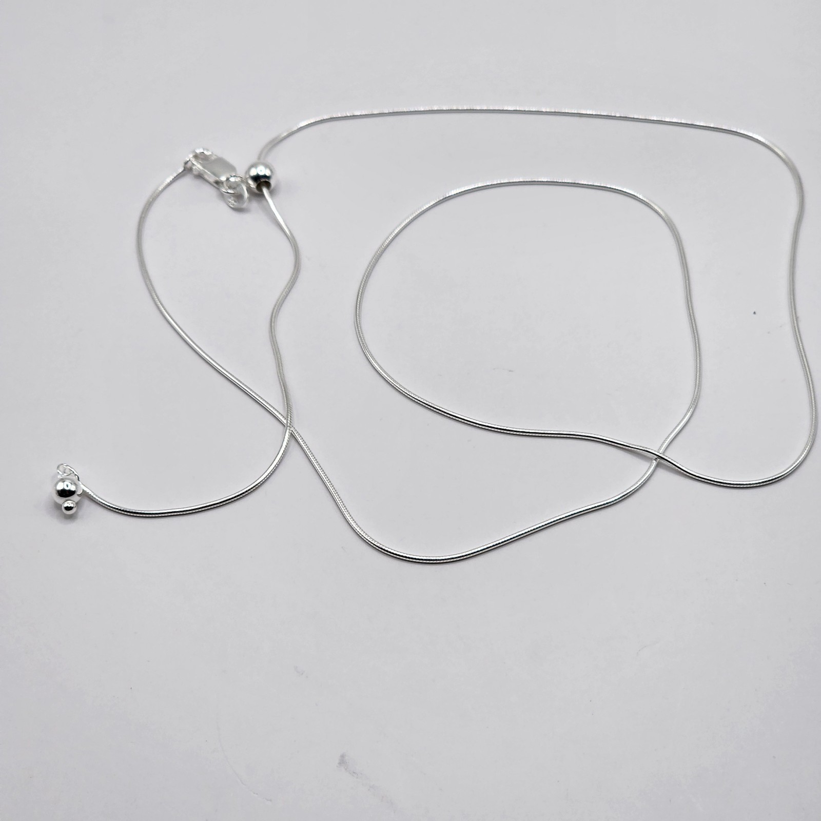 925 NEW Sterling Silver Chain- Ajustable Snake 15-22″ 1mm Width ~FREE SHIPPING