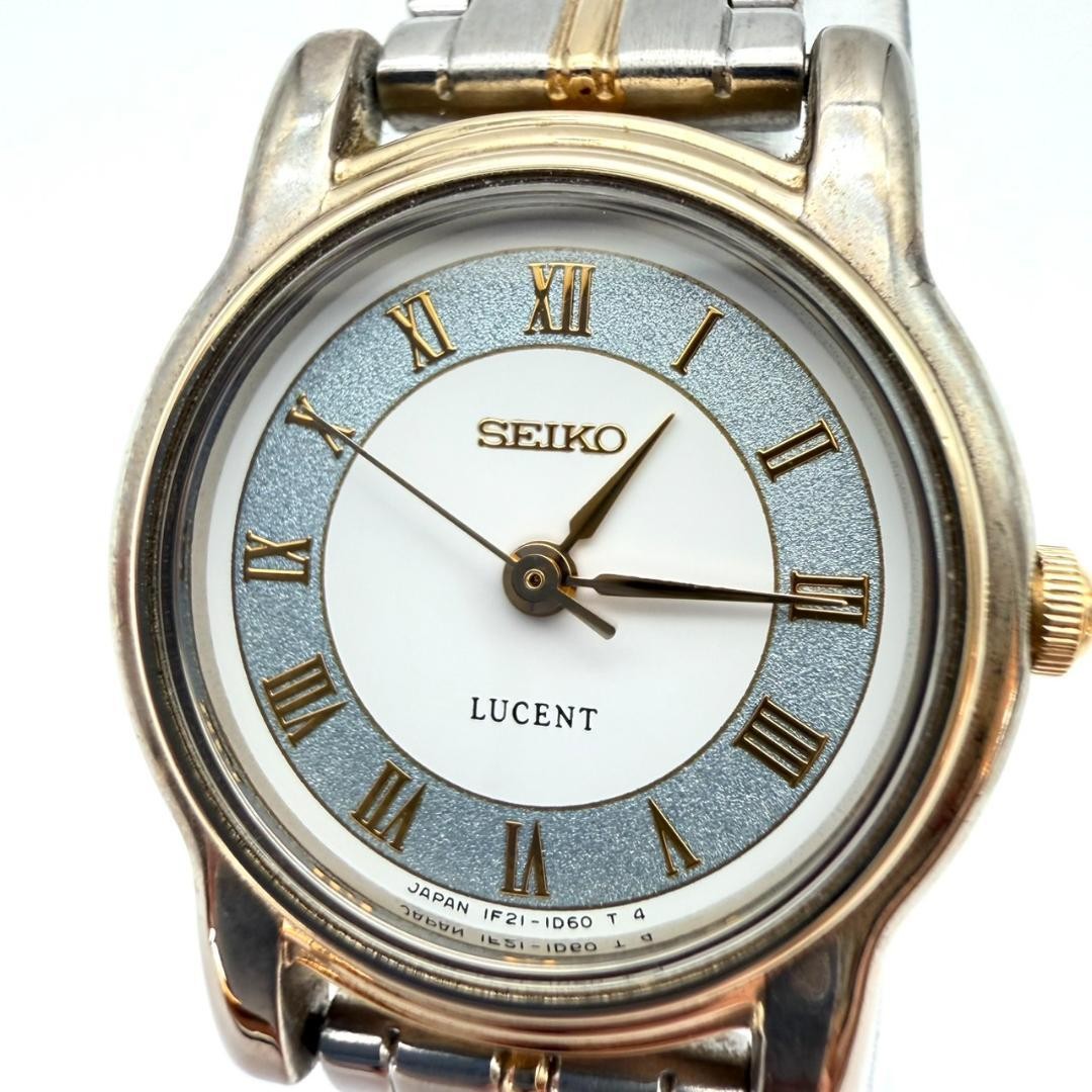 Excellent condition Seiko Lucent wristwatch, new battery, Roman numerals, gold,