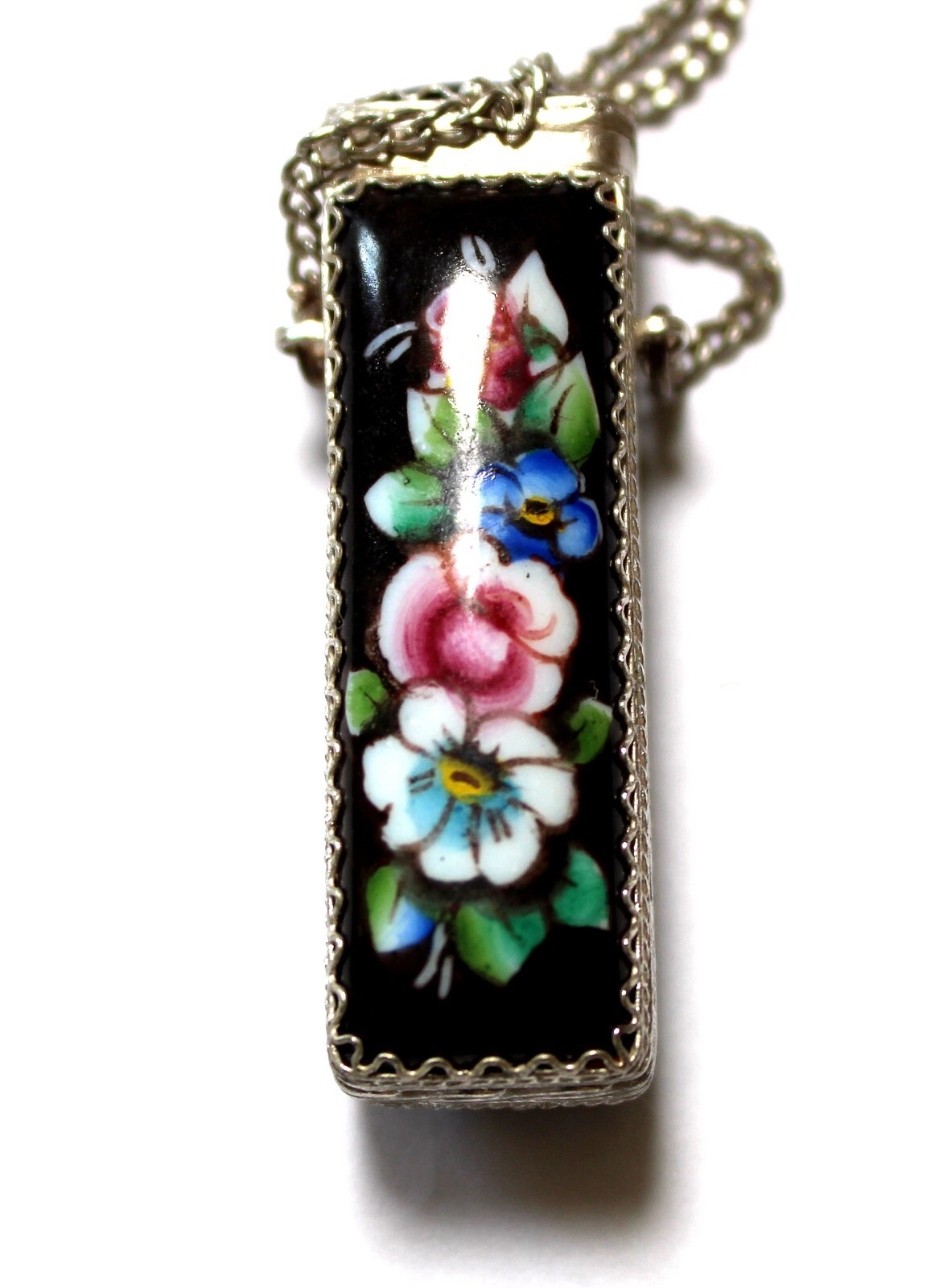 Vintage Enamel Hand Painted Russia Finift Jewelry Necklace-Locket 3 Variation#80