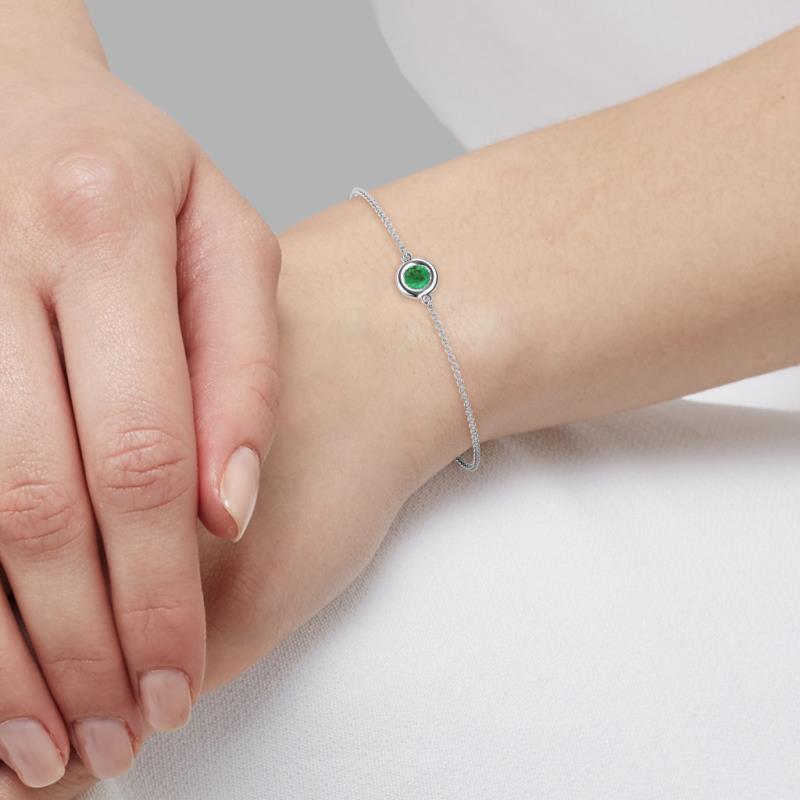 Round Emerald 4.00mm Solitaire Station Minimalist Bracelet 1/5 ct JP:186254