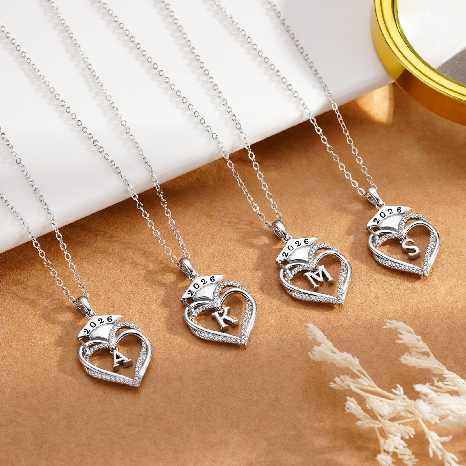 Heart Initial Graduation Necklace – Perfect 2026 Gift for Women, High School & C