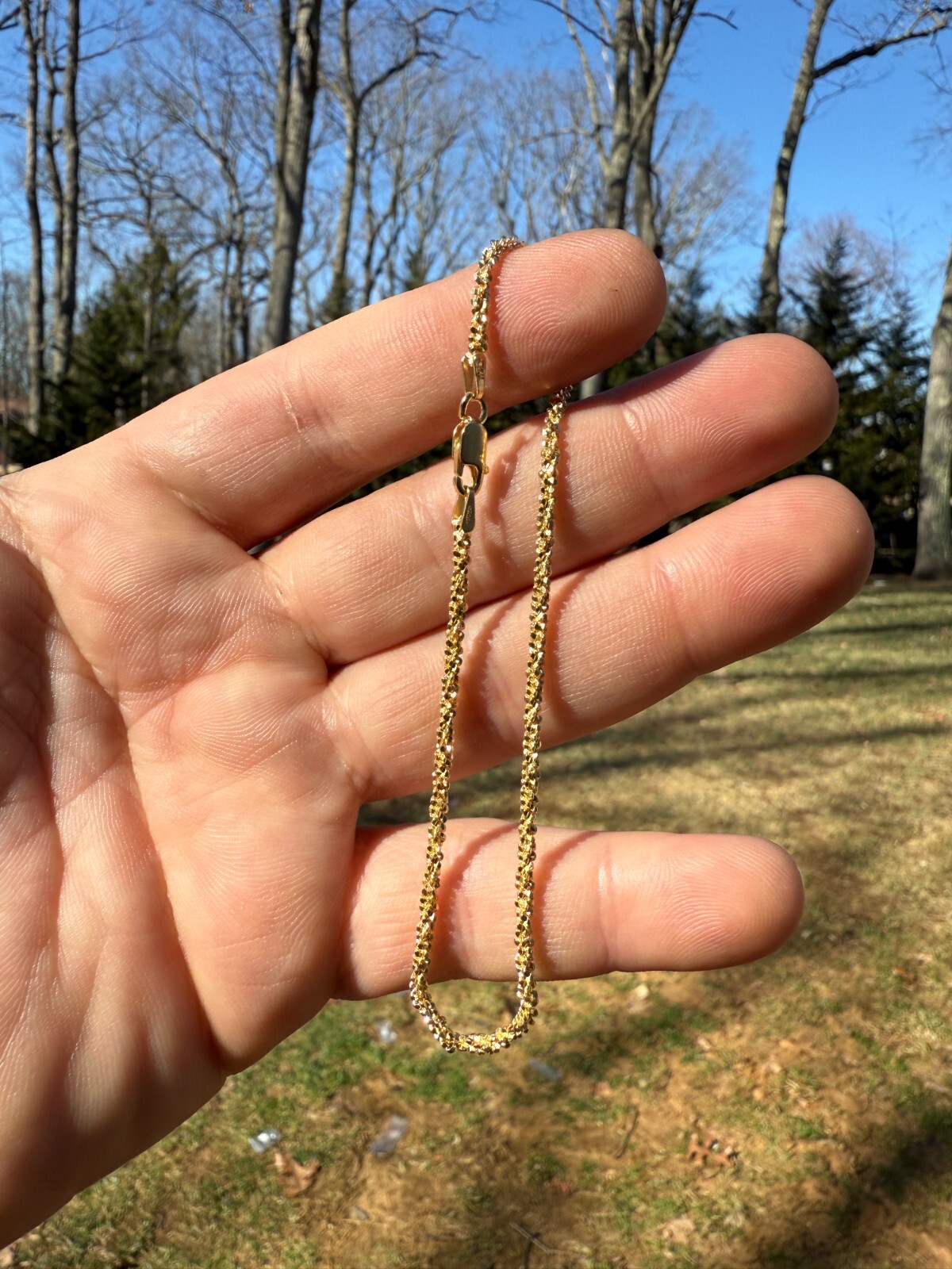 Real Solid 14k Gold Vermeil 925 Silver 3mm Sparkle Rope Bracelet 6-8.5″ Long
