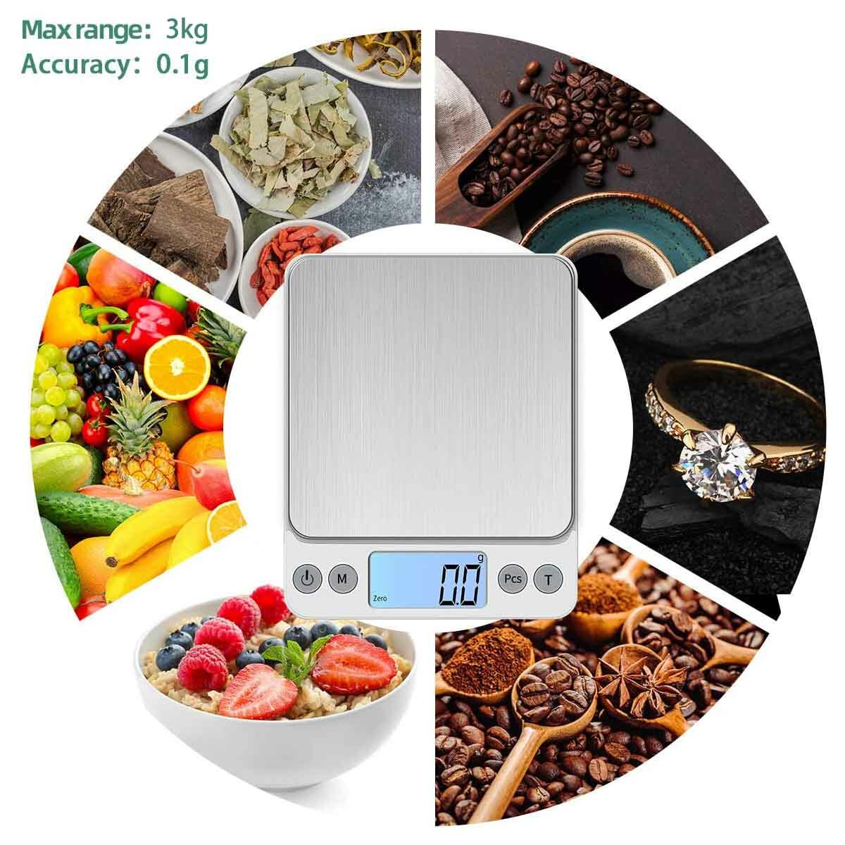 Portable 3000g Digital LCD Scale Jewelry Kitchen Food Balance Weight Gram