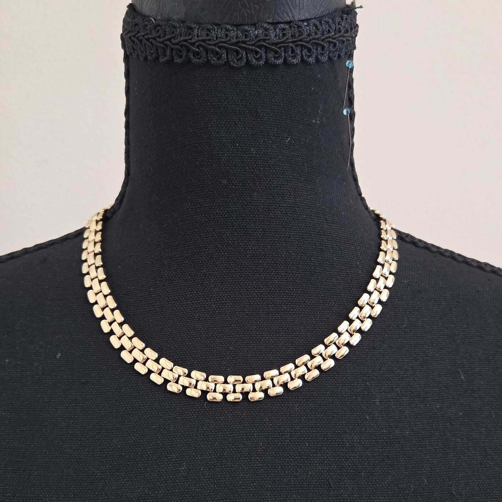 Gold Tone Double Strand Link Chain Necklace Extender Adjustable Lobster