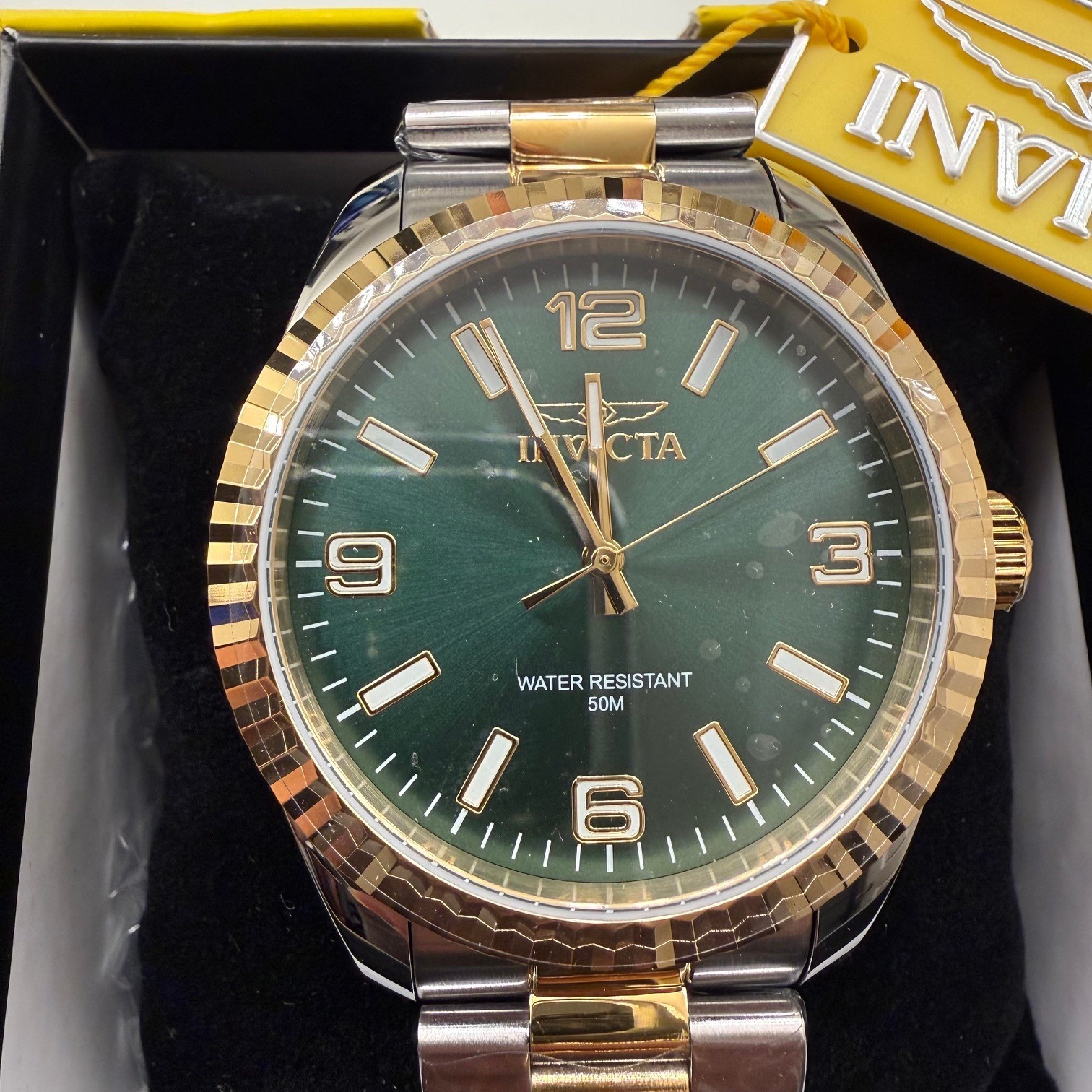$199 Invicta Specialty Stratford Men Green Gold Steel43mm Steel Quartz Watch NIB