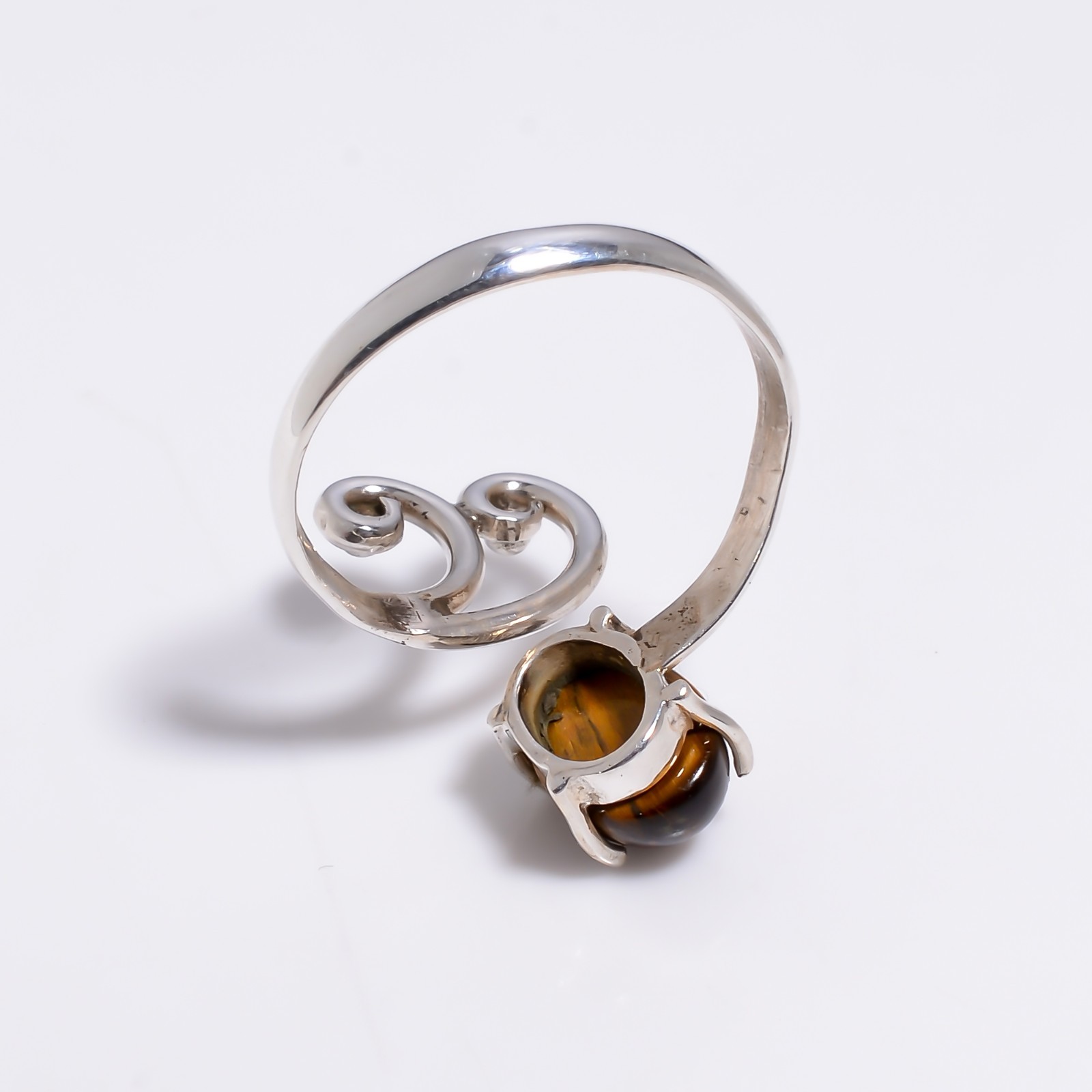 Tiger Eye Gemstone 925 Silver Handmade Statement Ring Jewelry
