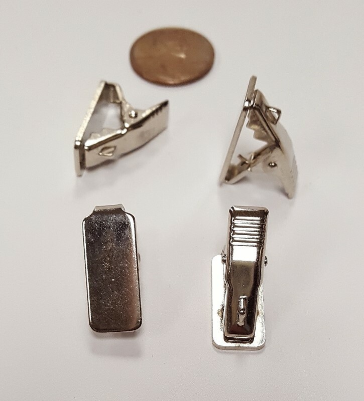 6 VINTAGE UNSET RECTANGLE PAD SILVER PLATED STRONG CLAMP CLIP FINDINGS N590