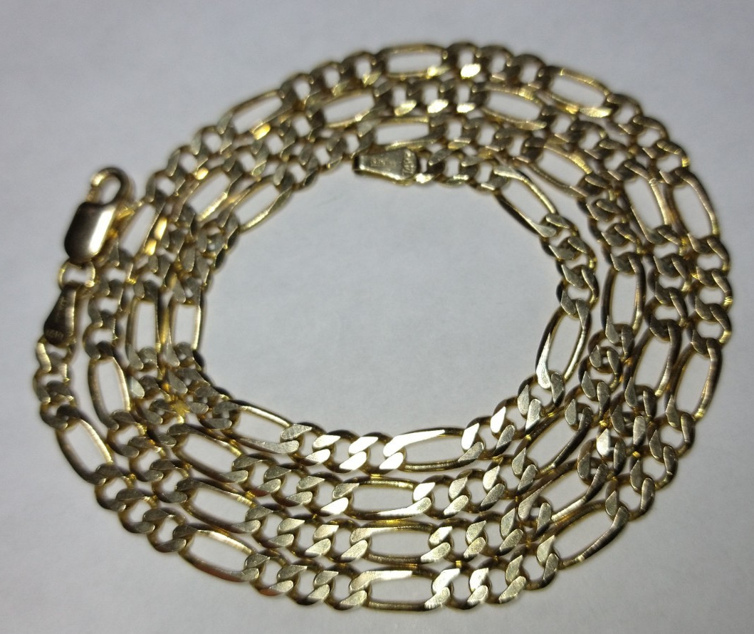 Solid 14k gold 4.2mm Italian figaro chain 14.71 grams – 24″