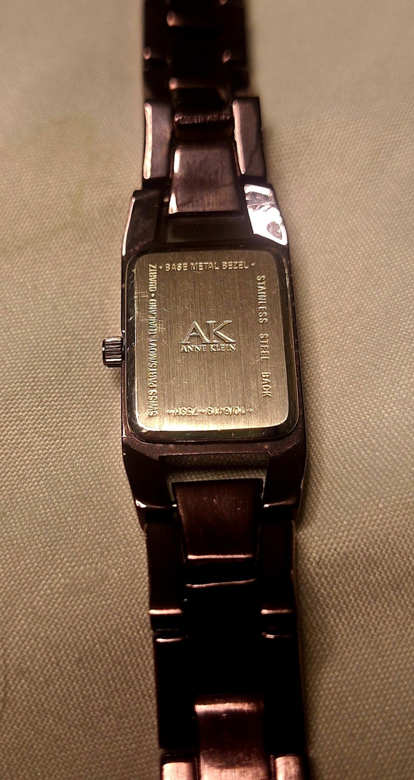 VTG Anne Klein Women’s Rectangular Brown Quartz Analog Metal Bracelet Watch 30m