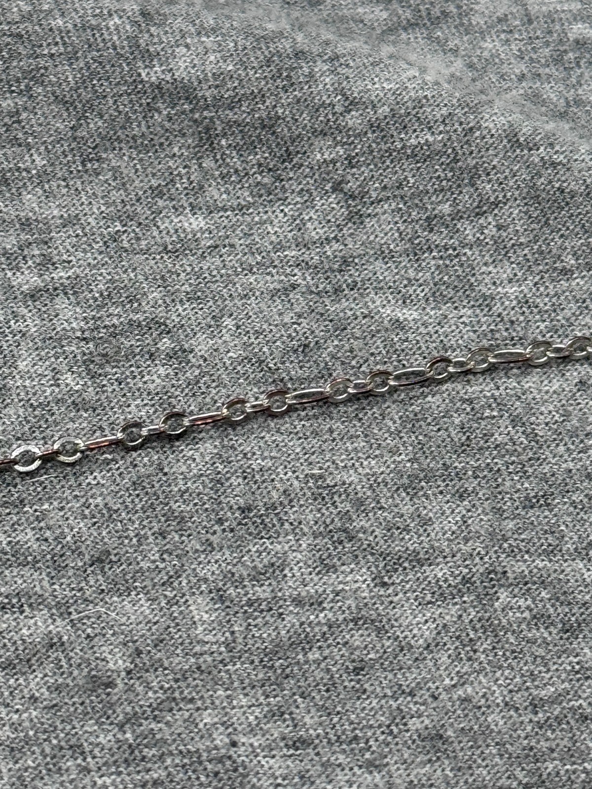 Simple Silver Tone Two Stranded Choker Necklace 28″ Cable Variation Link Chain