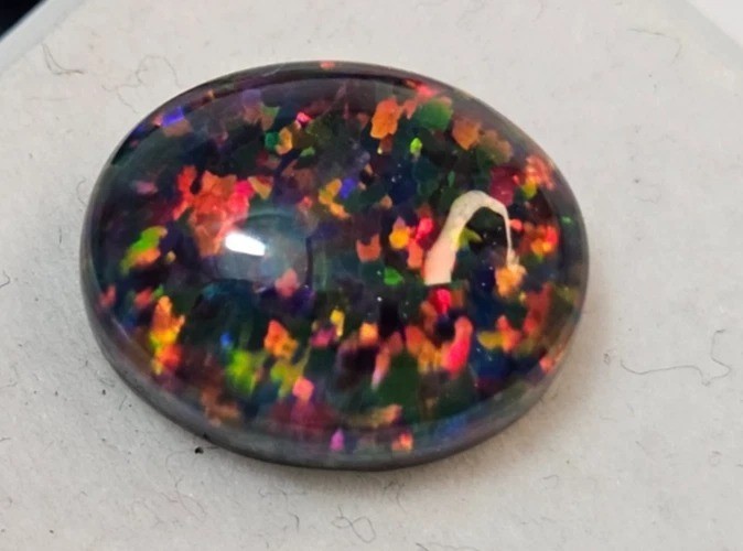Australian Black Natural Fire Opal 9-10 Ct Oval Cabochon Loose CertifiedGemstone