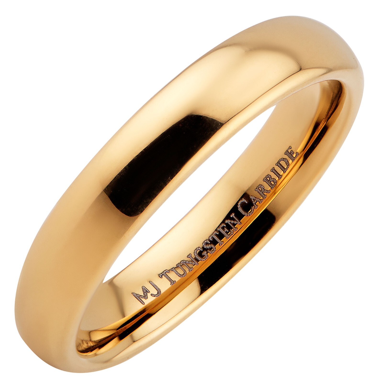 Custom Engraved Gold Plated Tungsten Carbide Classic Half Dome Wedding Band