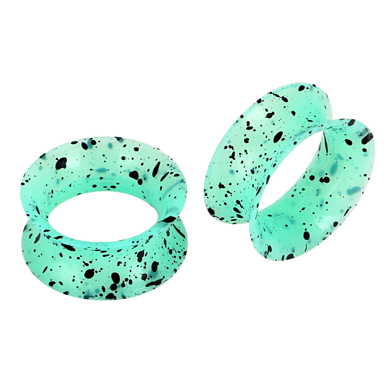 Black Spots Ear Gauges Plugs Tunnels Thin Silicone Ear Piercing Expander 2g-3/4″