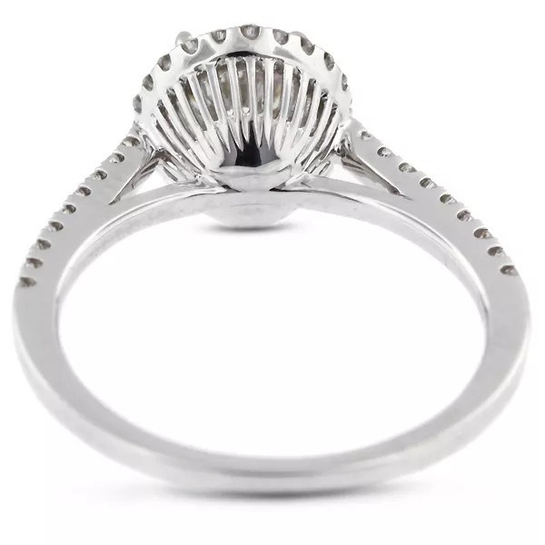 Side Stone Engagement Ring 14K Gold Halo Round 1.35 CT Lab-Grown Diamond F VS1