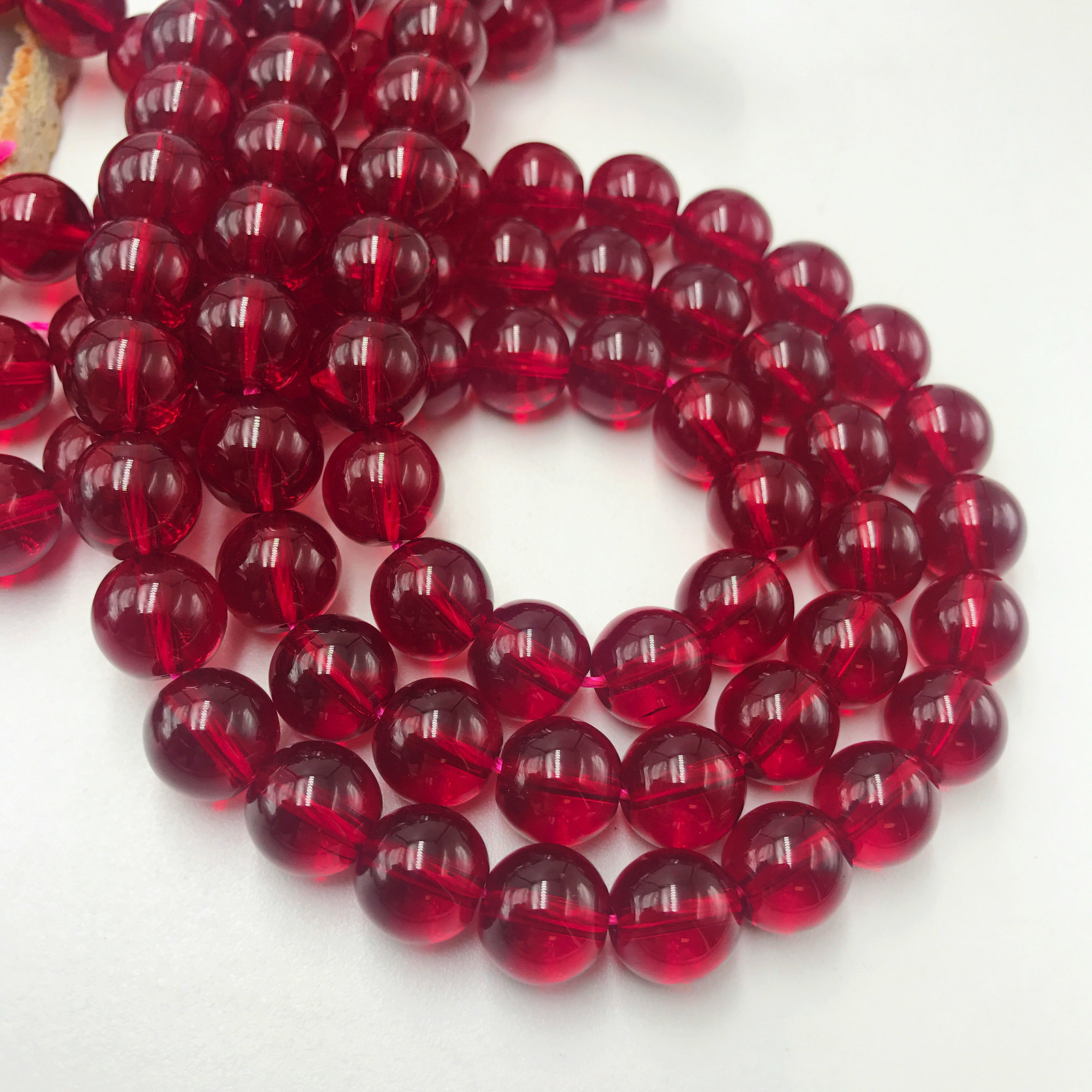 Red Ruby Dyed Quartz Smooth Round Beads 6mm 8mm 10mm 15.5″ Strand