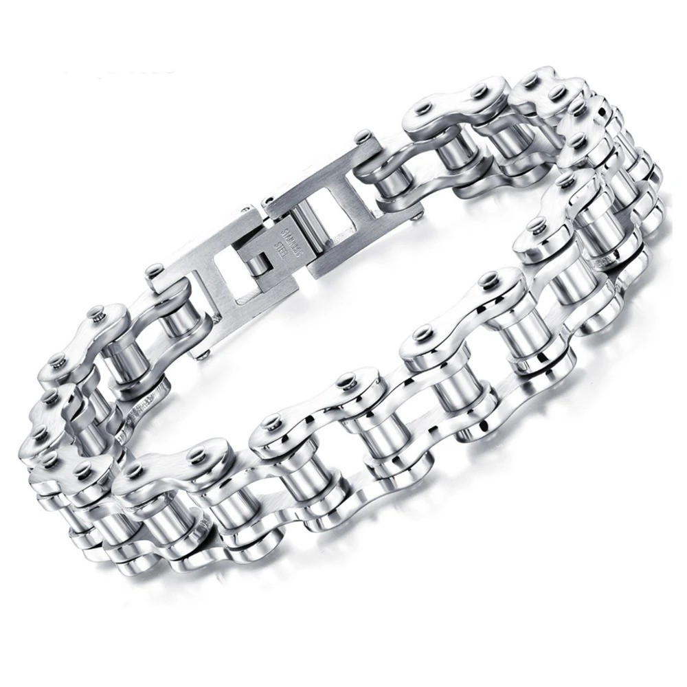 Stainless Steel 8.5 in Solid Motorcycle Bike Chain Design Bracelet Men’s Jewelry