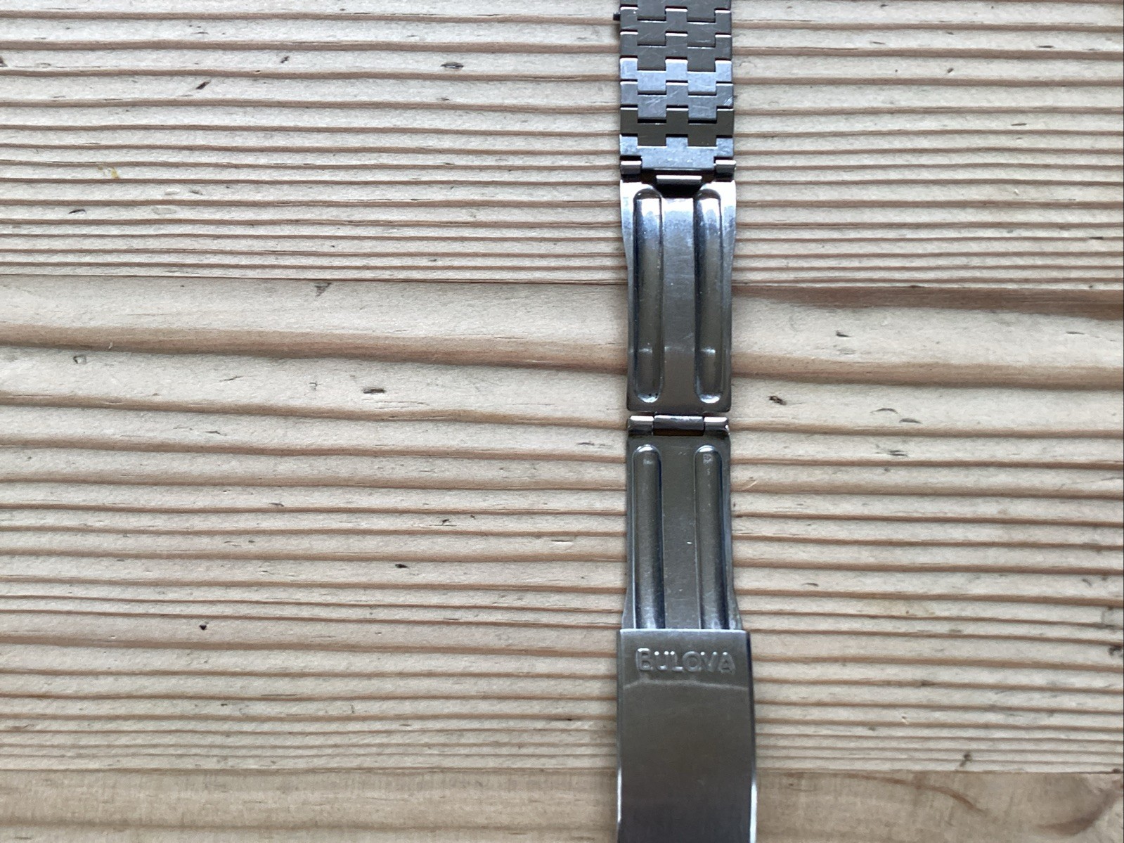 BULOVA Branded Gents Stainless Silver Adjustable Watch Band