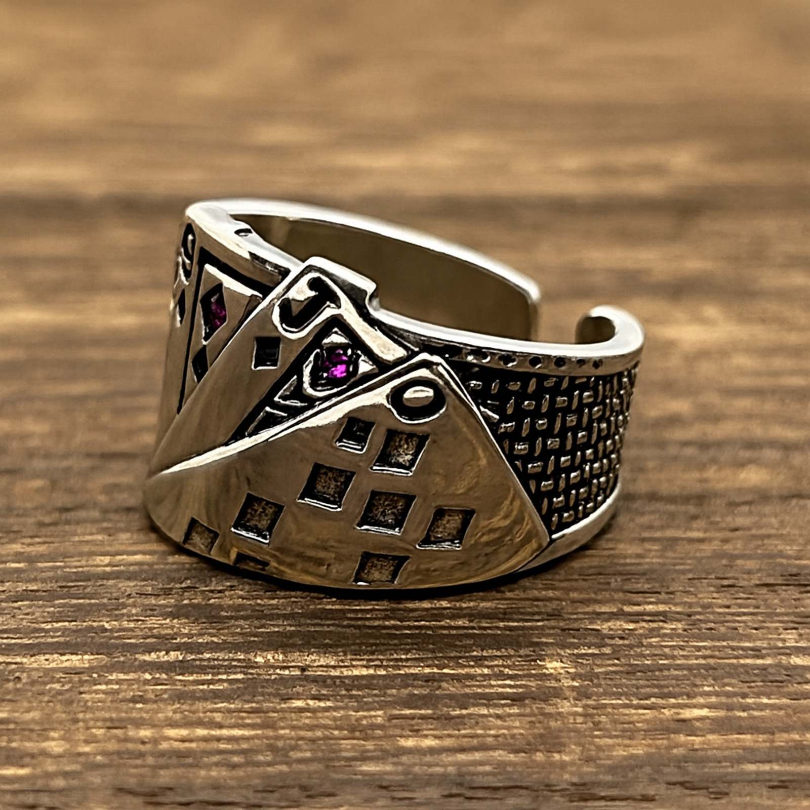 Lucky 925 Gambler Silver Plated Ring Poker Royal Flush Players Card Resizeable