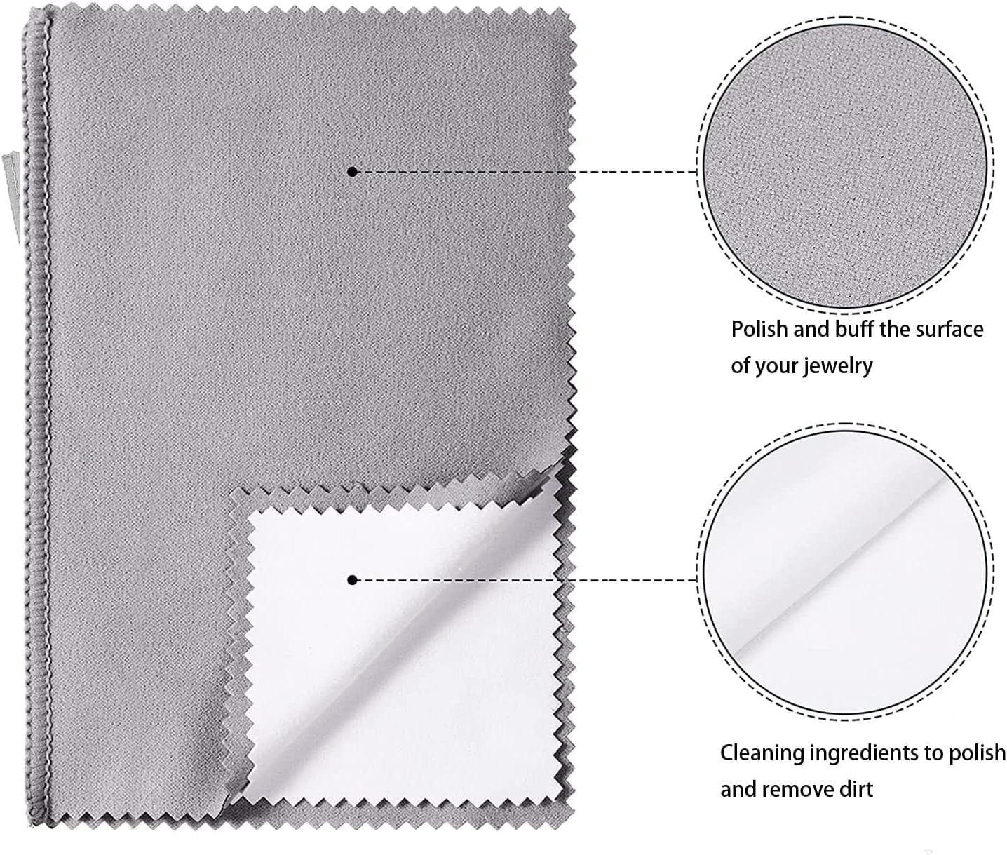 Pro Size Silver Polishing Cloth Jewelry Cleaning 11″ X Pack of 1, Gray