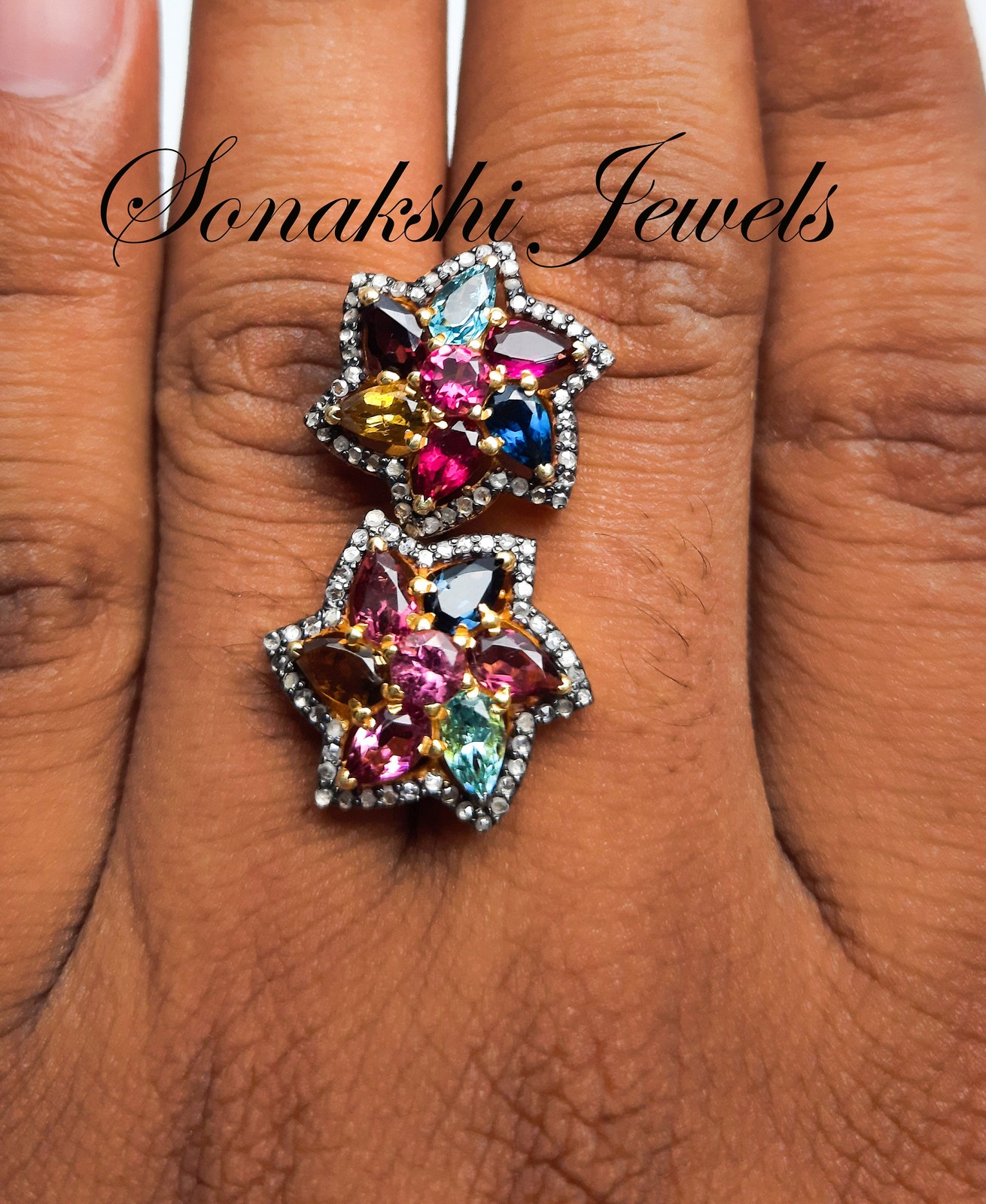 Pear Tourmaline Gemstone & Diamond Earring 925 Sterling Silver Earring