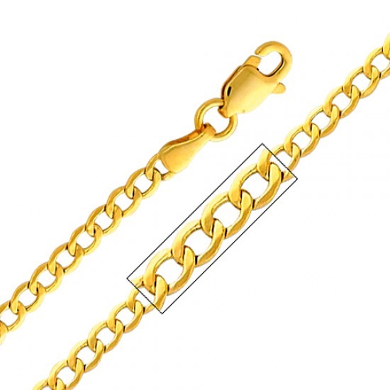 Genuine Real 14k Yellow Gold 2.3mm Semi-Solid Cuban Chain 16 18 20 22 24 26 Inch
