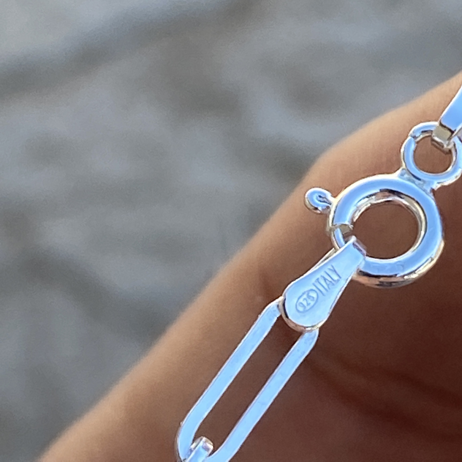 Real Solid 925 Sterling Silver Paperclip Bracelet Italy Paper Clip 6.5″-8″ 3MM
