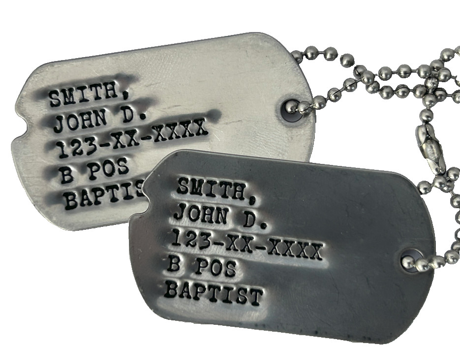 Real Deal Notched Military Issue GI Dog Tags Dogtags Army Navy Air Force Marines