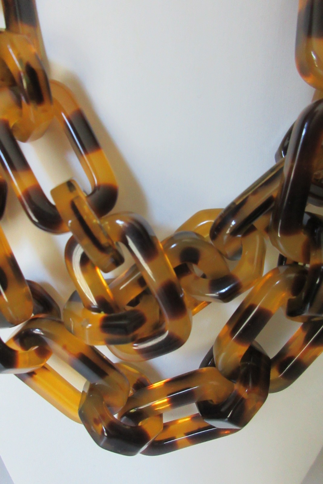 Large Amber Tortoise Shell Acrylic / Resin Linked Necklace – STATEMENT