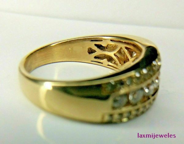 3.50Ct Lab Created Diamond Men’s Ring 14K Yellow Gold Over 3-Row Wide Band Pinky