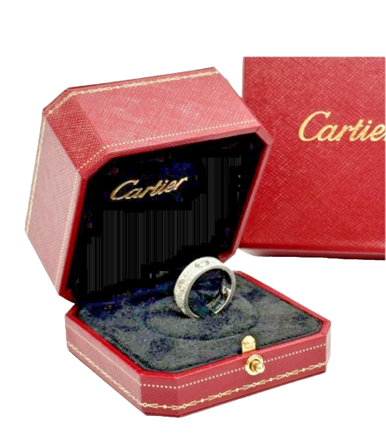 Cartier Signature Love Ring Box Red Travel Case Empty Gift Box