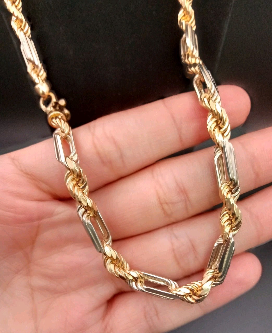 14k Solid Gold Figaro Rope Chain 24 Inches 5.8mm