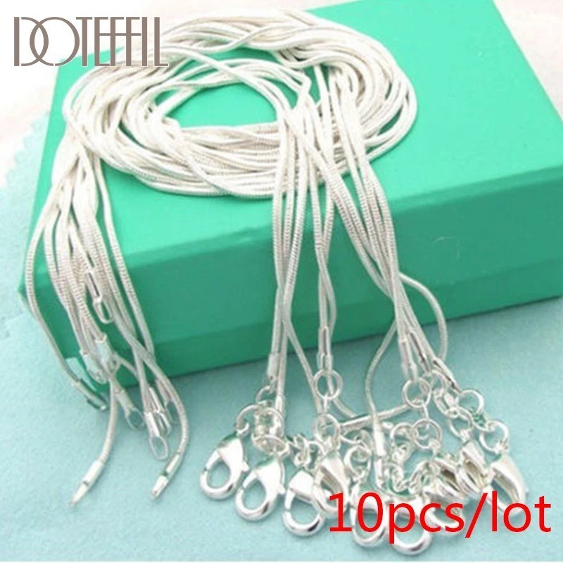 10 or 5PCS wholesale 925 sterling solid silver 1MM 16-30inch snake chain necklac