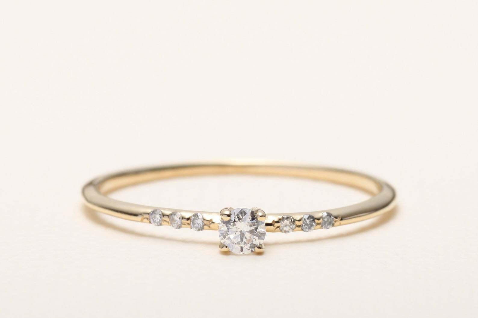 Petite Solitaire with Accents Ring 1ct Lab-Created Diamond Yellow Gold Plated