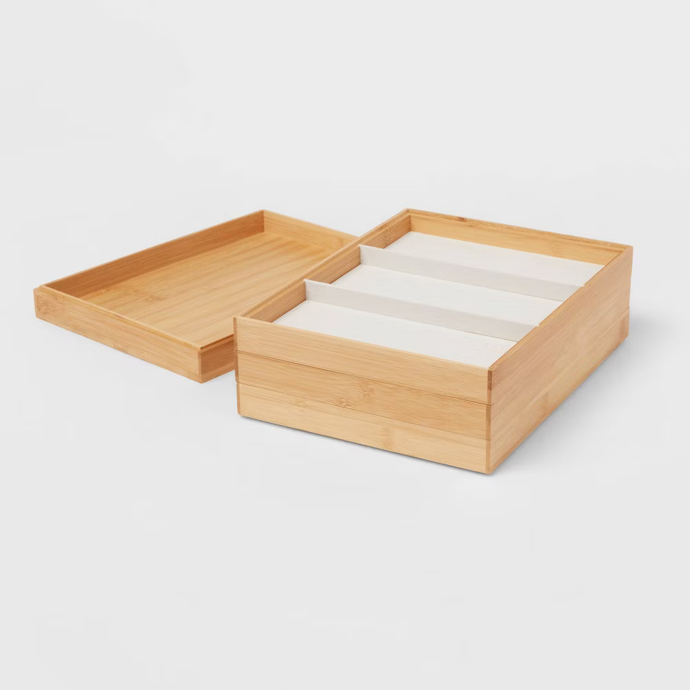 9″ x 12″ Stackable Bamboo Accessory Tray Set with Lid – Brightroom