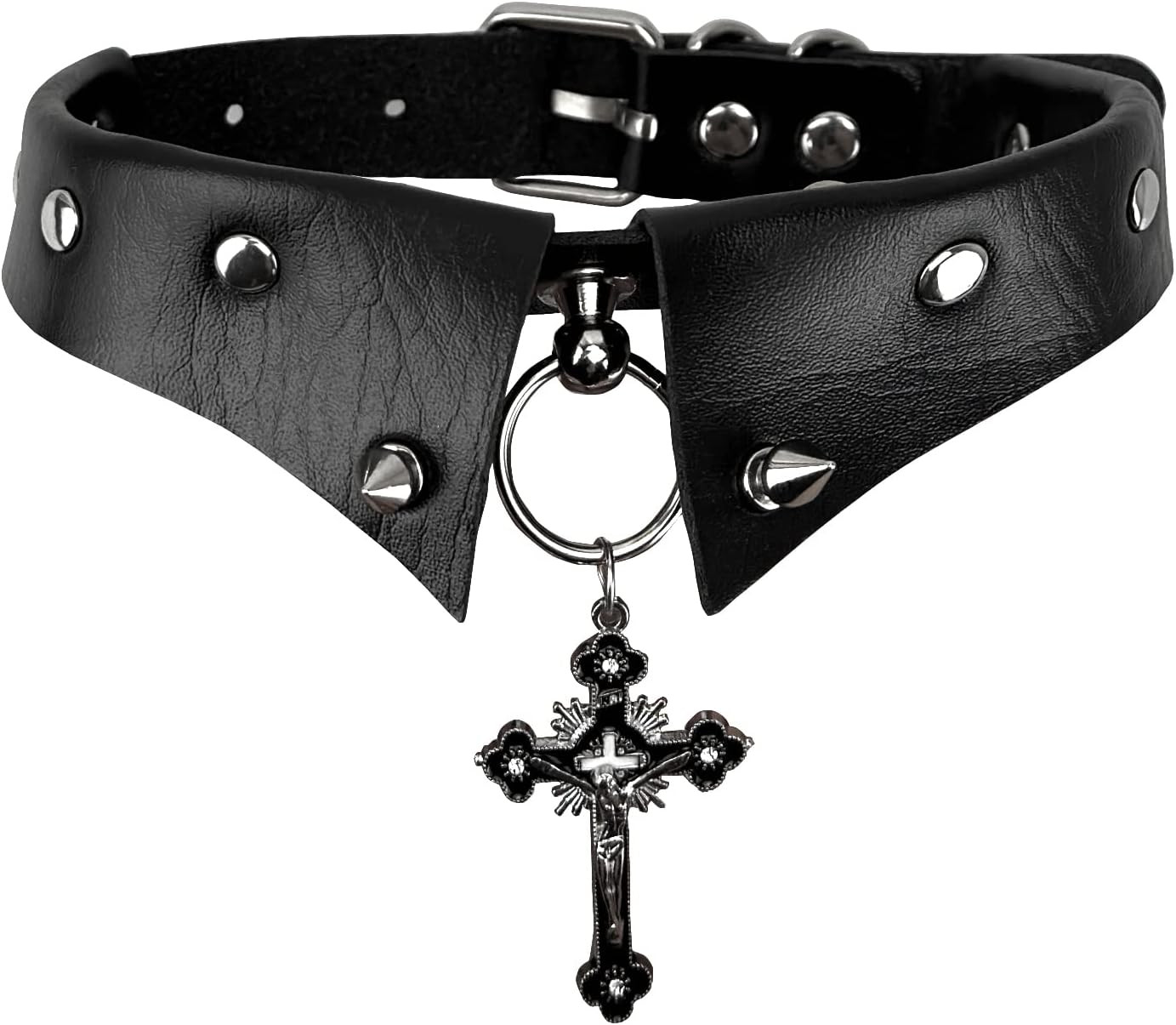 Fashion Choker Necklace PU Leather Halloween Collar Necklaces for Women Goth Cho