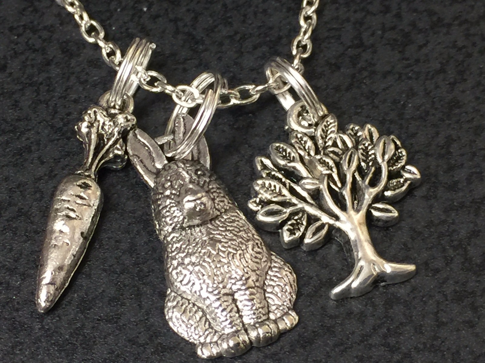 Easter Rabbits and Carrots Charm Tibetan Silver 18″ Necklace