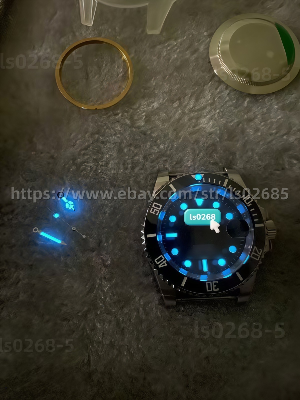 DIY SET for 3135 40MM watch case + dial + hands + Strap sapphire