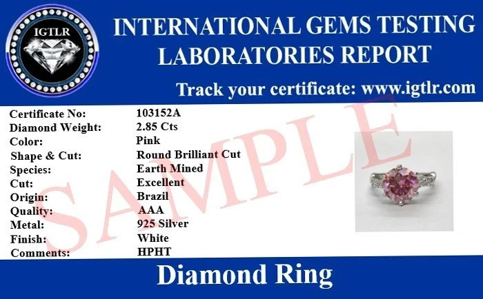 2.10 Ct Certified Stunning Pink Diamond 925 Silver Band Ring, Amazing Luster !